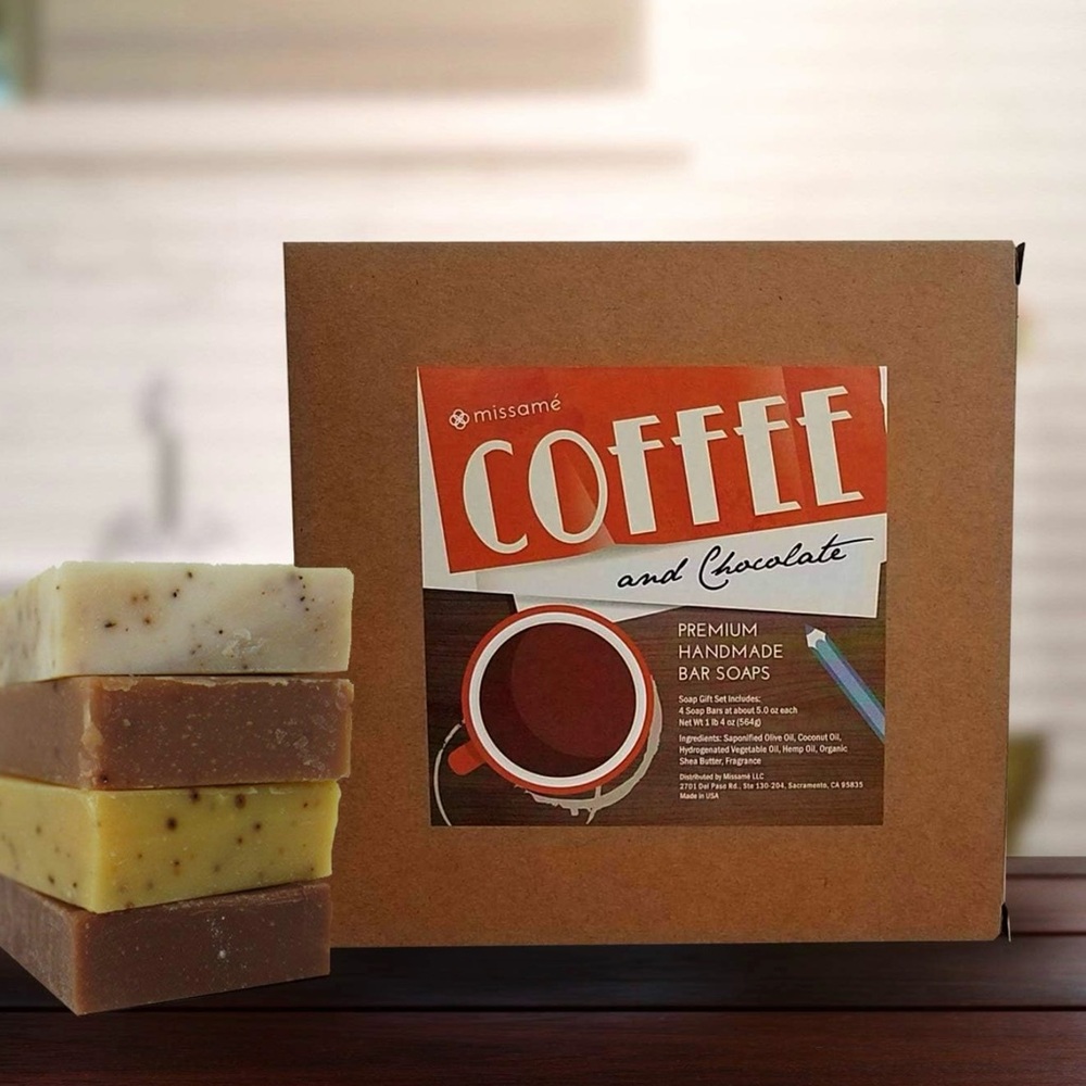 NIB Coffee And Chocolate Premium Handmade Soap Gift Set. Handmade. 4 Bars, 5-oz